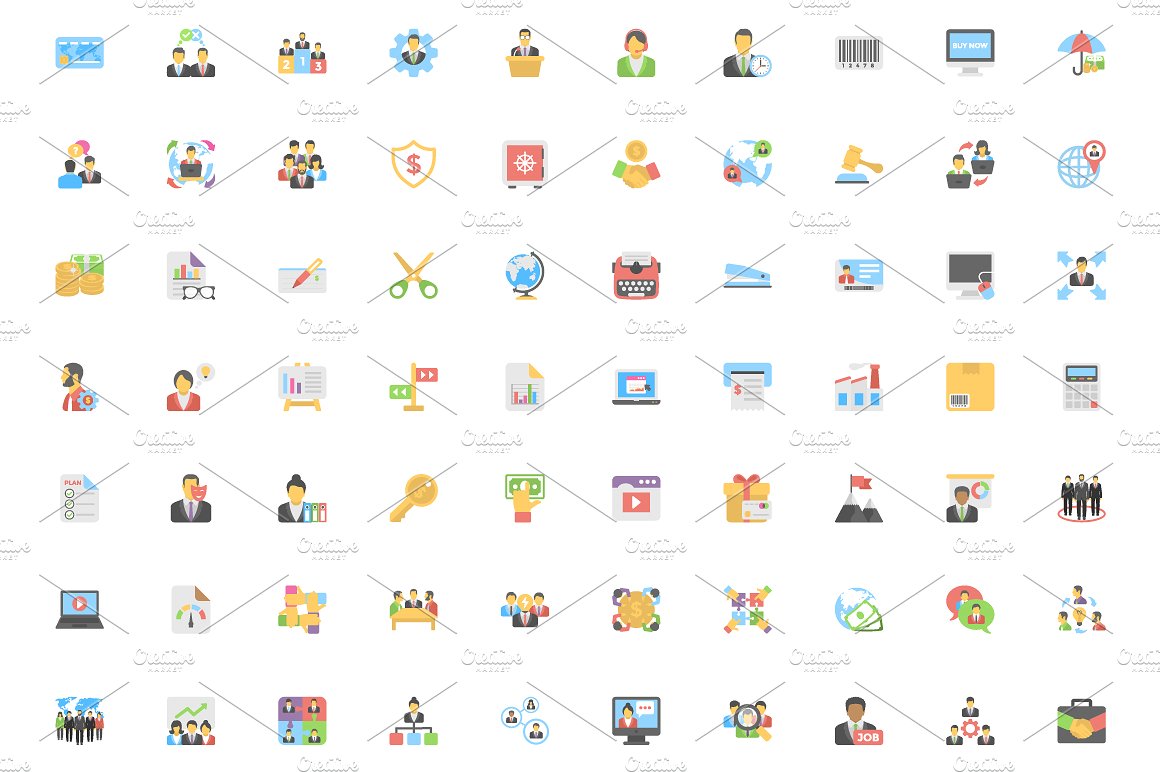 340 Flat Business Icons