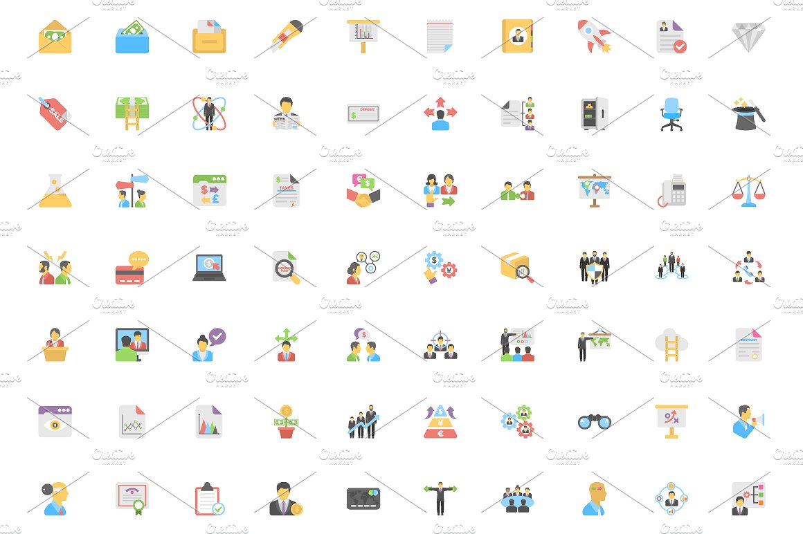 340 Flat Business Icons