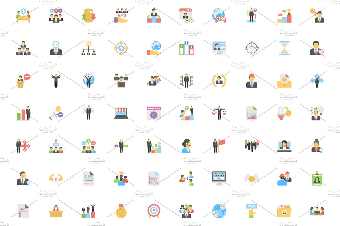 340 Flat Business Icons