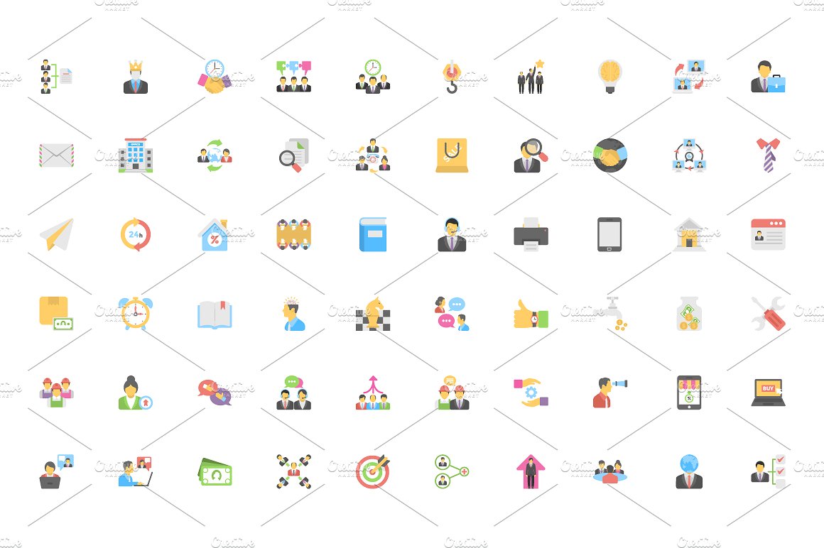 340 Flat Business Icons