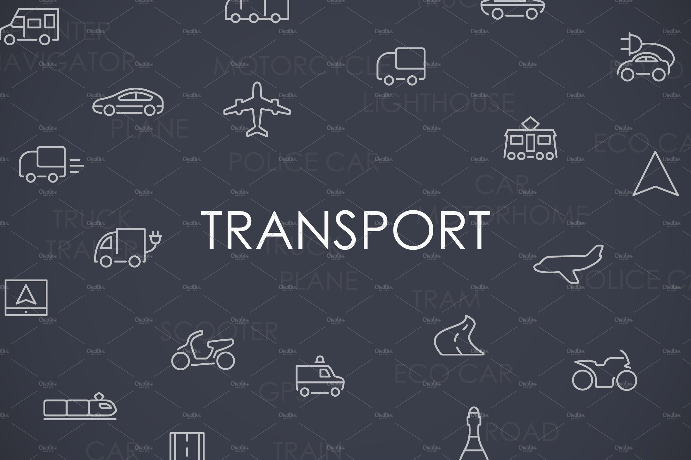 Transport thinline icons