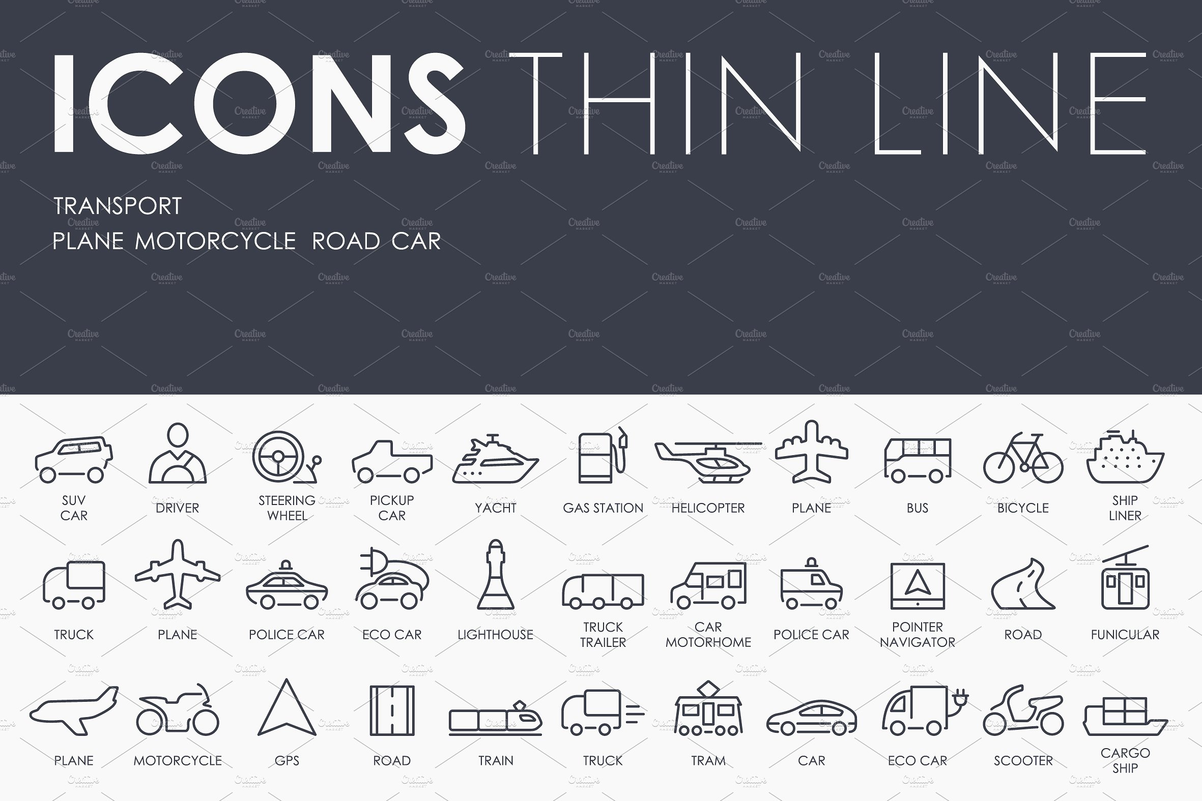 Transport thinline icons