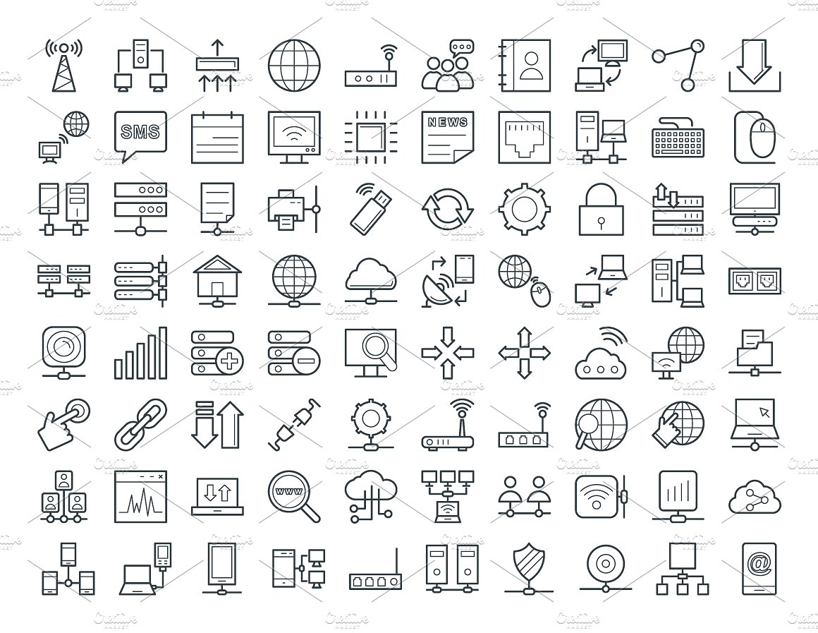 75 Networking Vector Icons