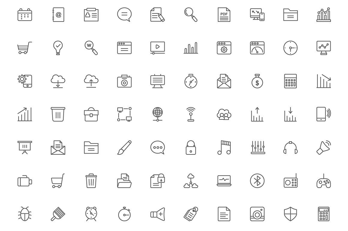 260 Web Design Line Icons