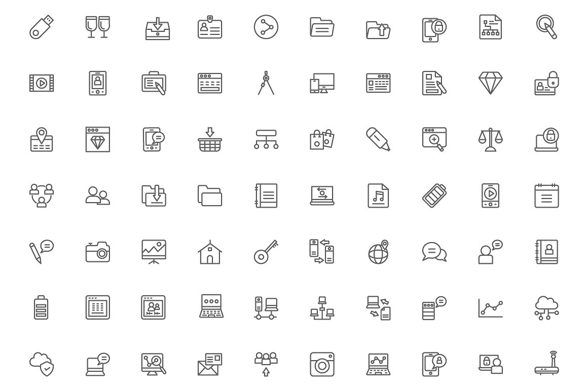 260 Web Design Line Icons