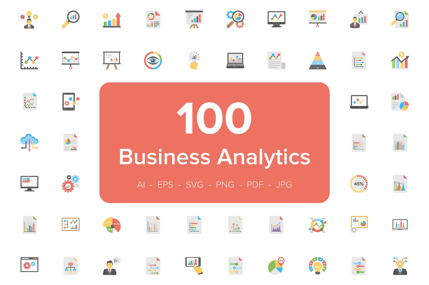 100 Business Analytics Flat Ic