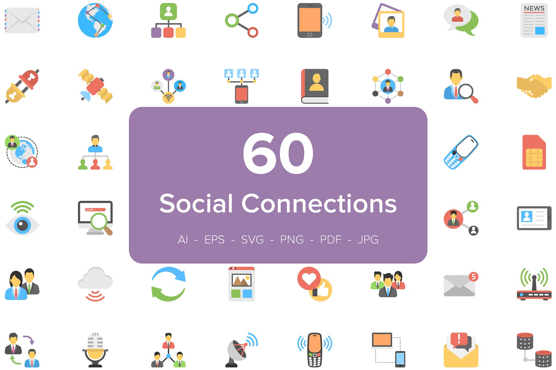 60 Social Connections Flat Ico