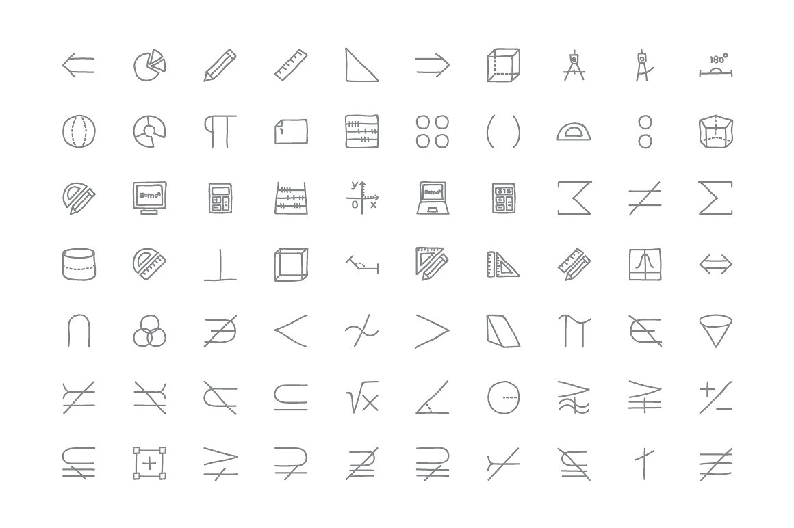 150 Mathematical Hand Drawn Ic