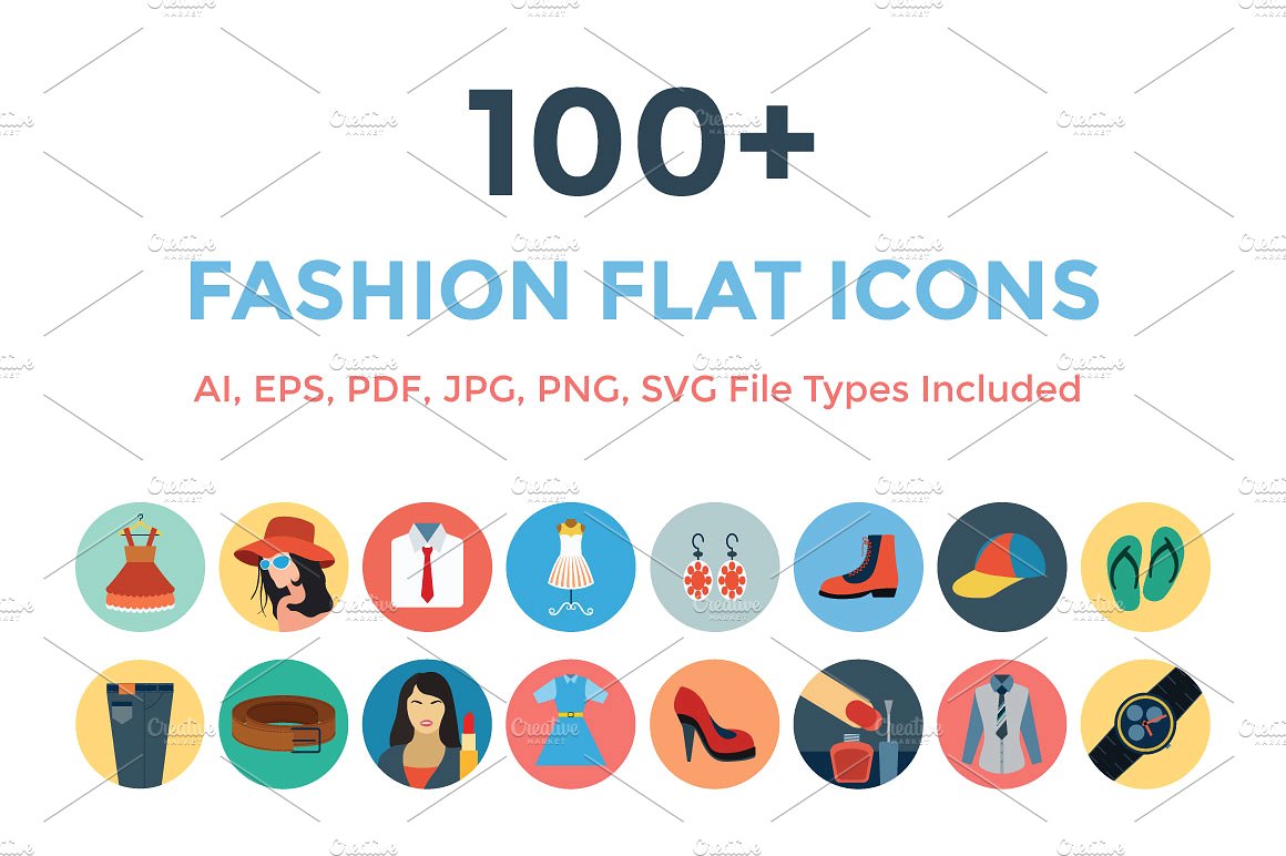 100 Fashion Flat Icons