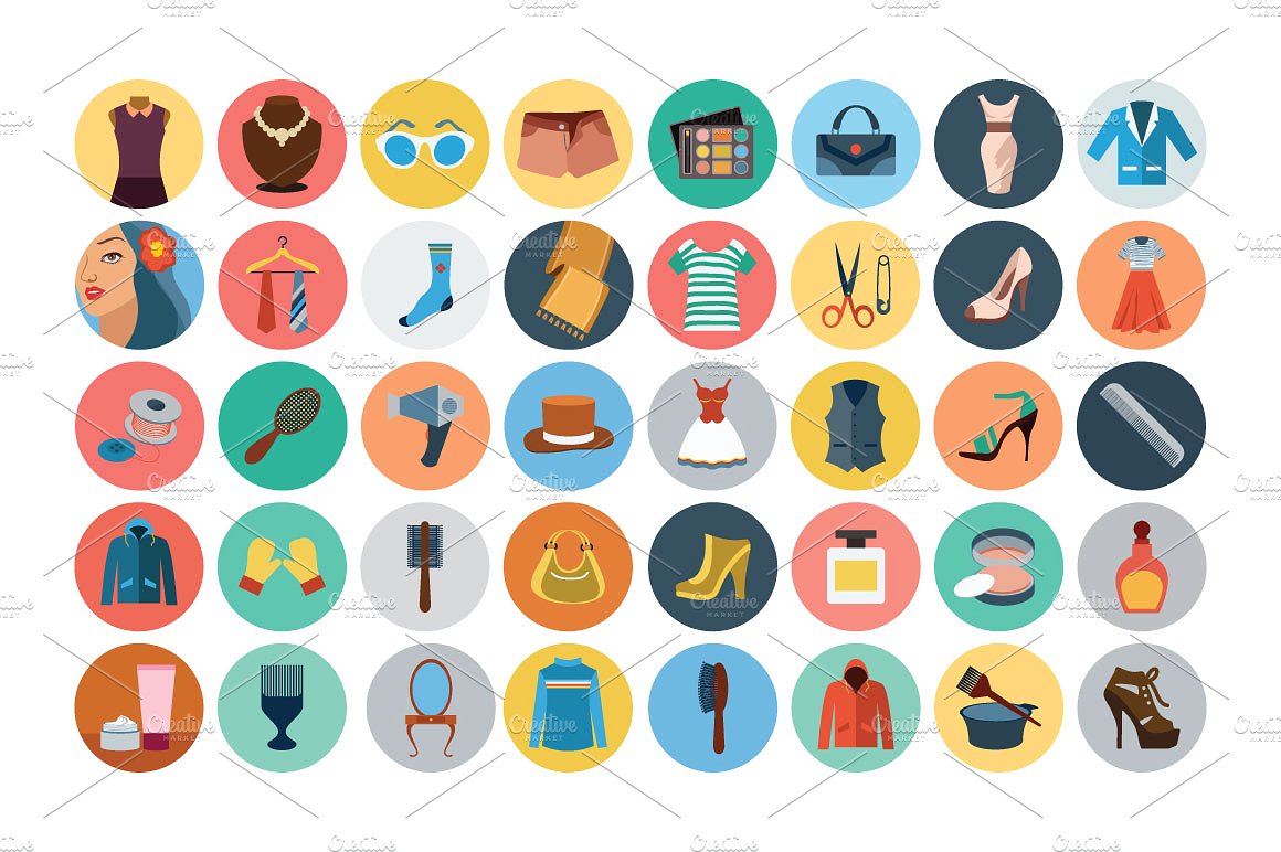 100 Fashion Flat Icons