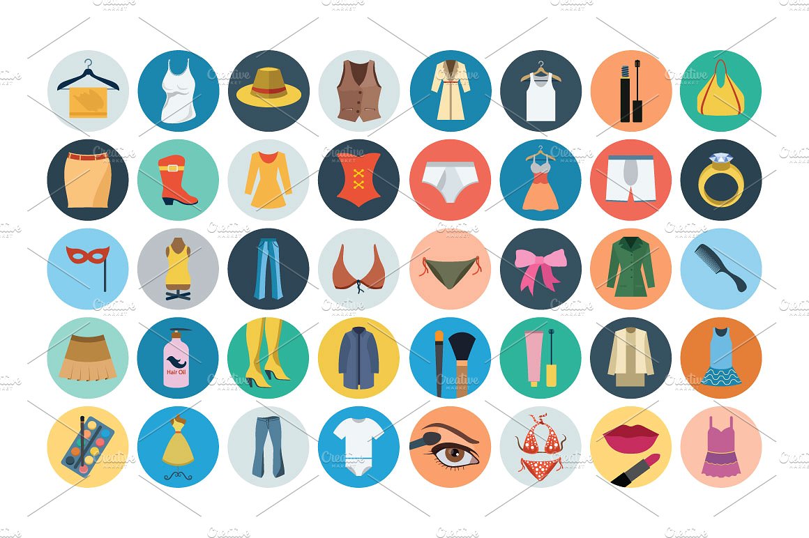 100 Fashion Flat Icons