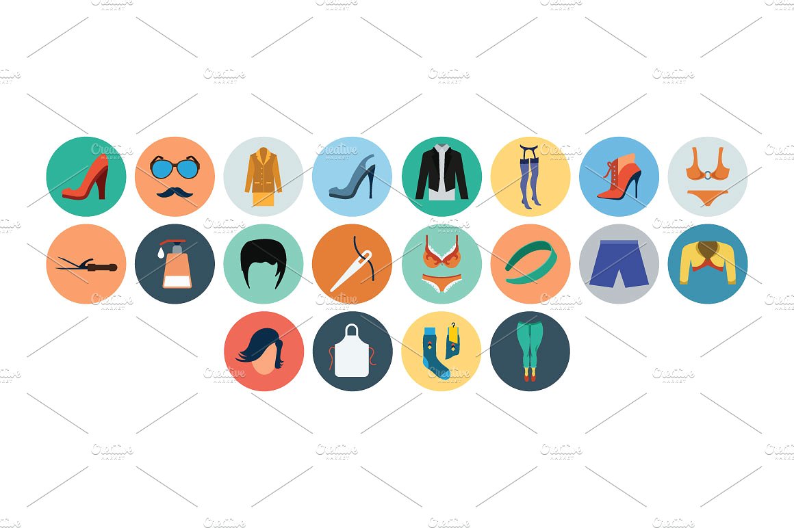 100 Fashion Flat Icons