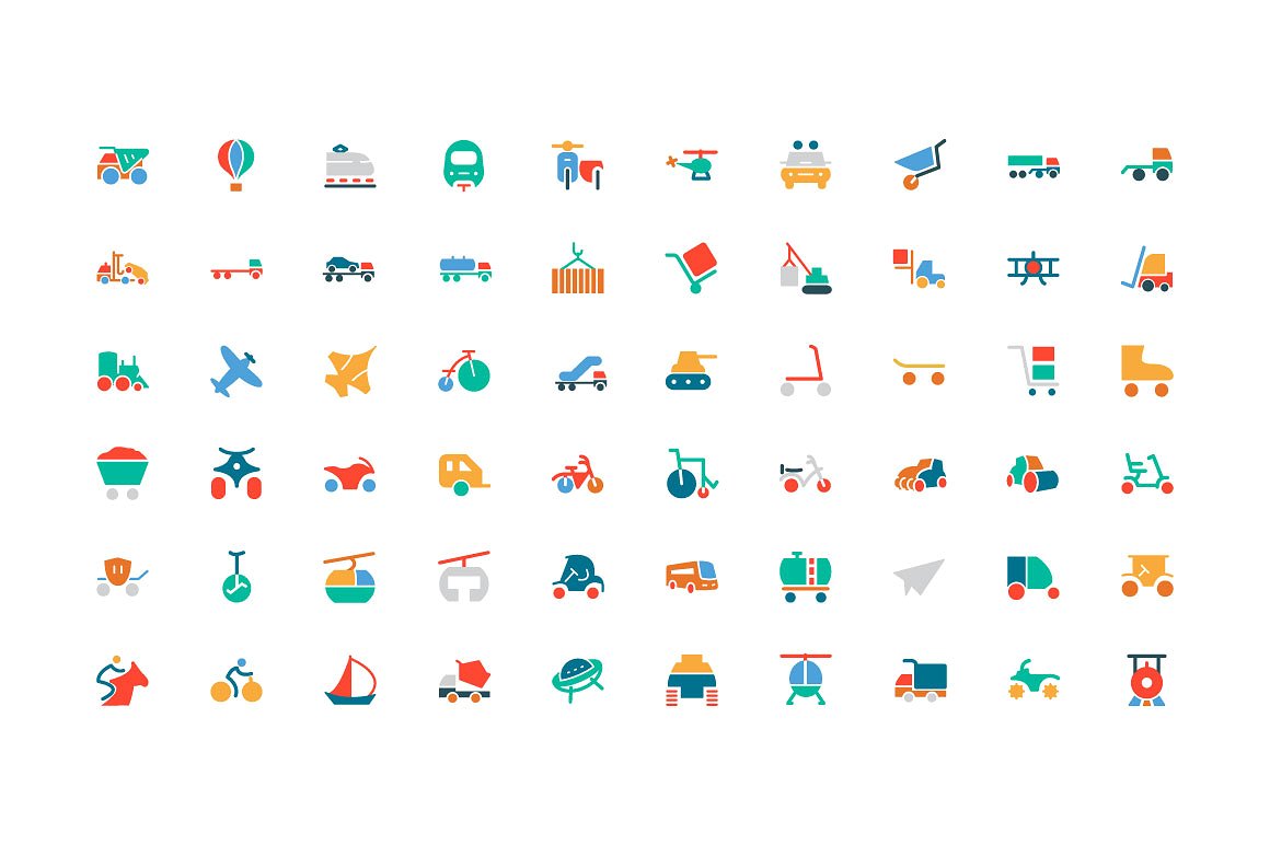 100 Transport Colored Icons