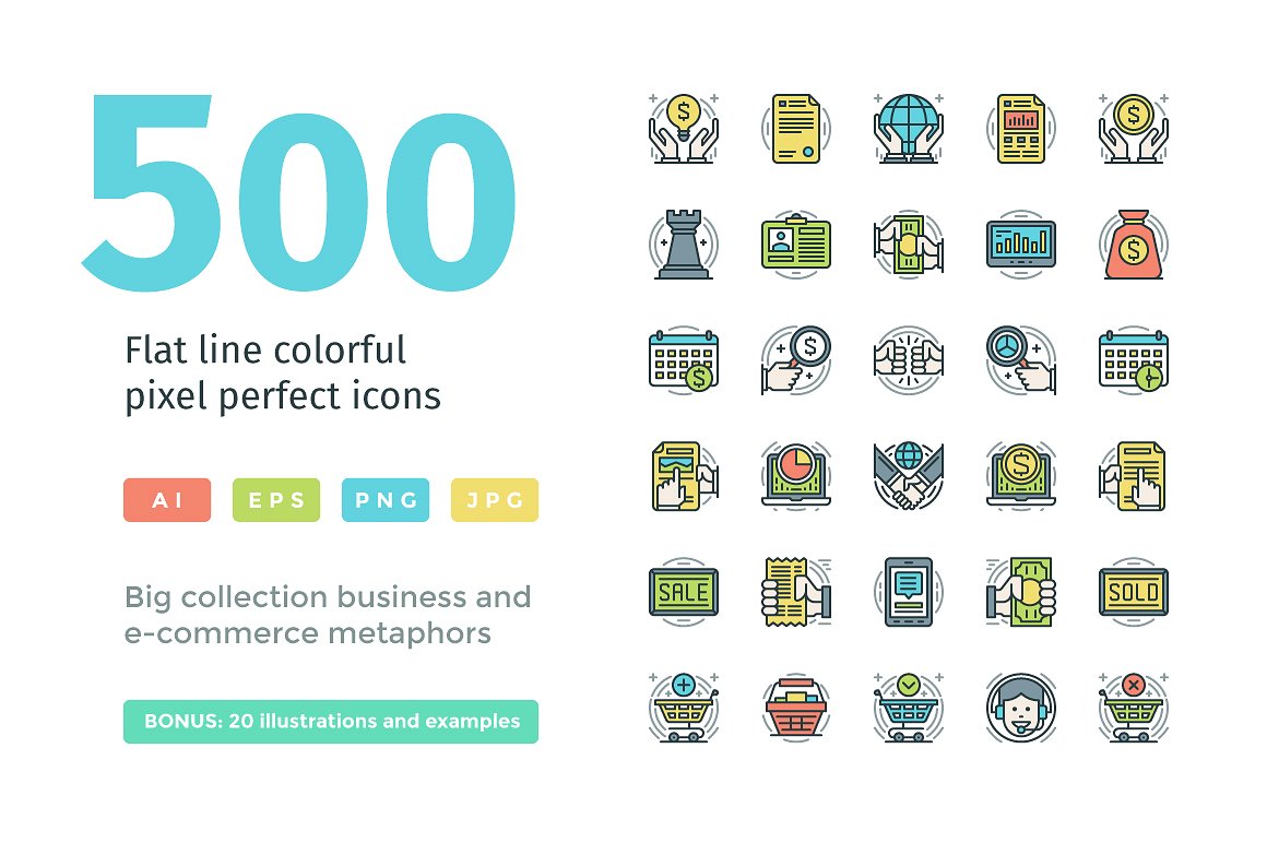 Colorful Flat Line Icons