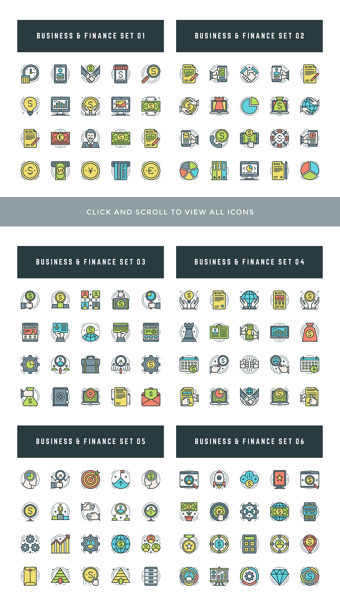 Colorful Flat Line Icons