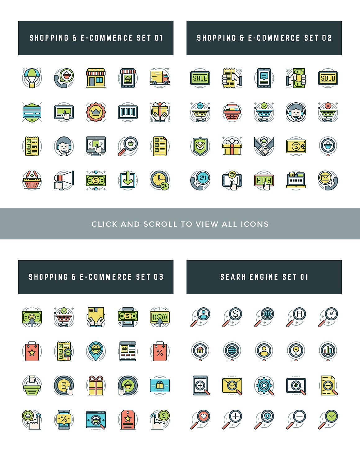 Colorful Flat Line Icons