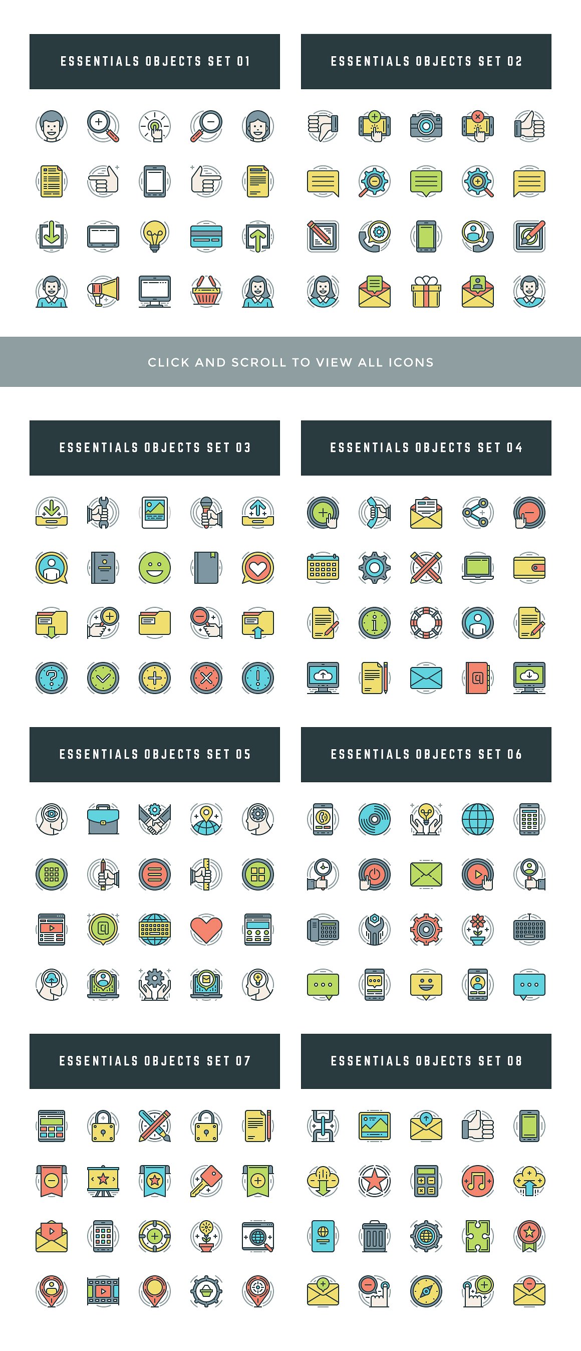 Colorful Flat Line Icons