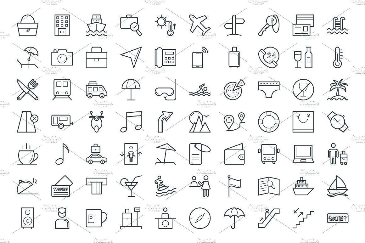 75 Travel Vector Icons