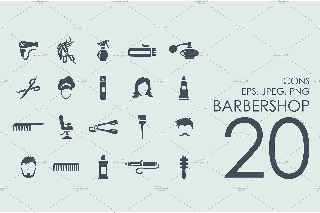 Set of barber shop icons