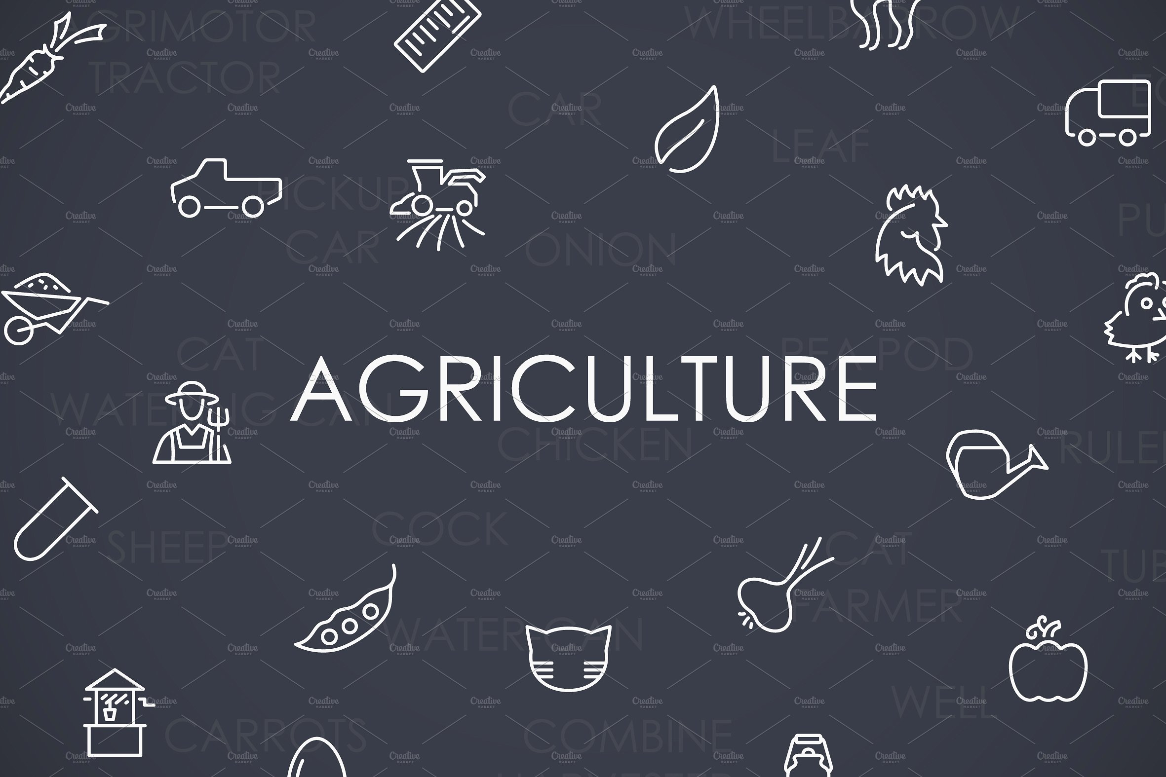 Agriculture thinline icons