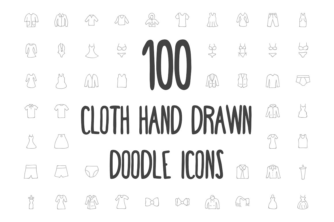 100 Cloth Hand Drawn Doodle Ic