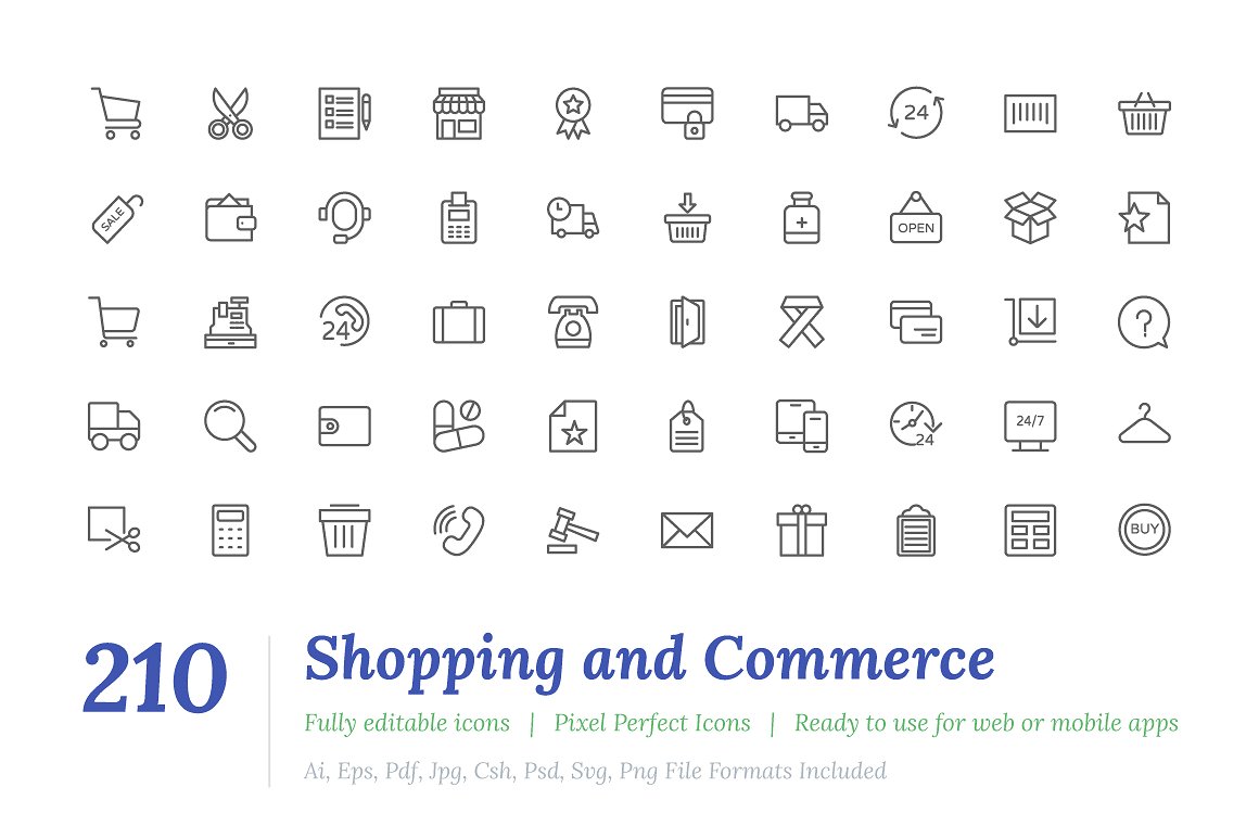 210 Shopping Line Icons