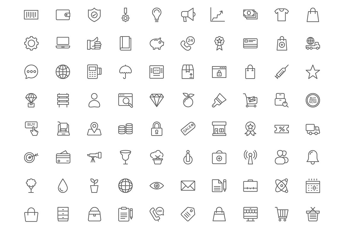 210 Shopping Line Icons