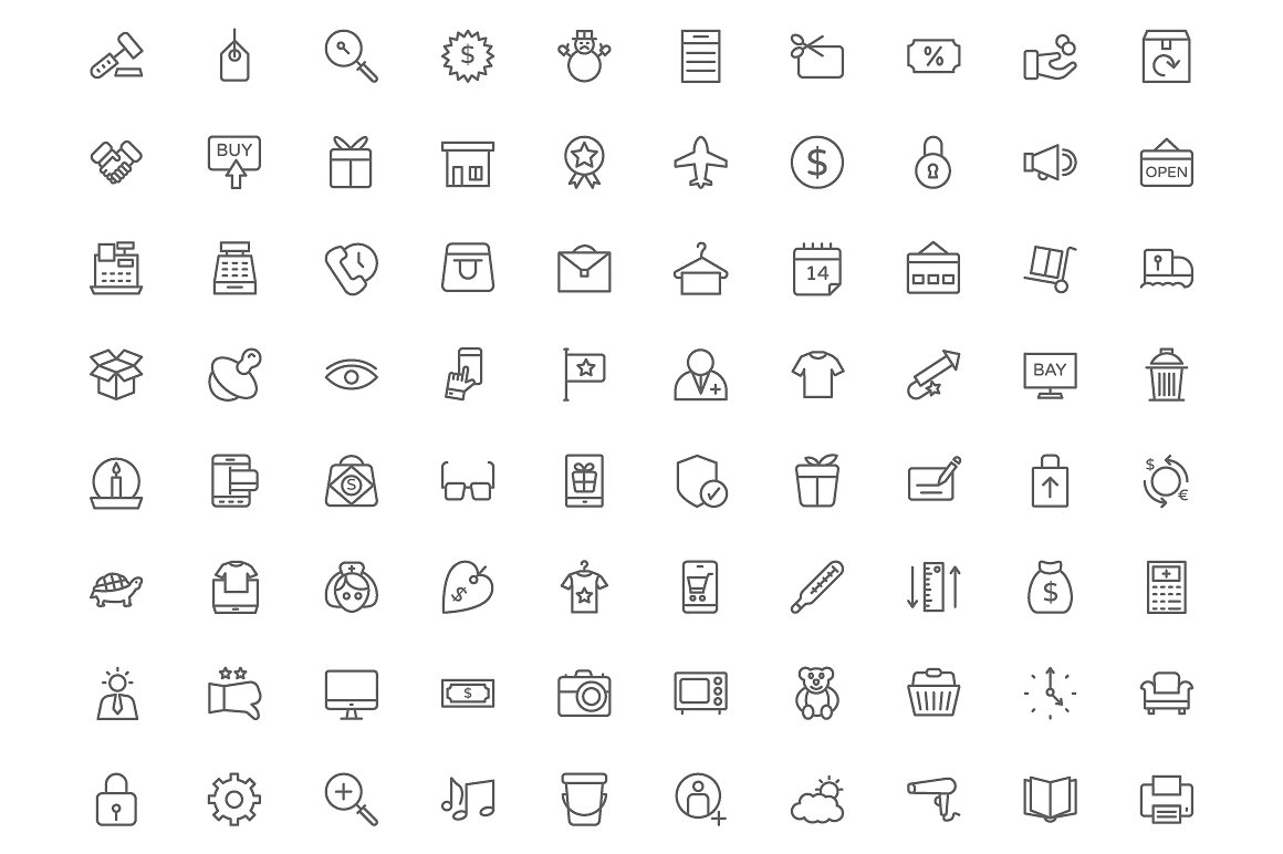 210 Shopping Line Icons