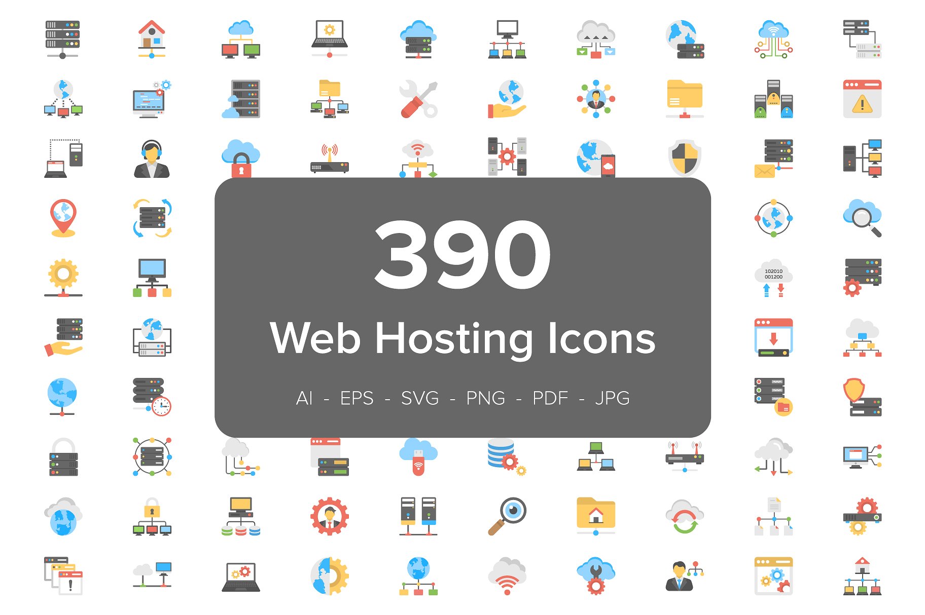 390 Web Hosting Flat Vector Ic