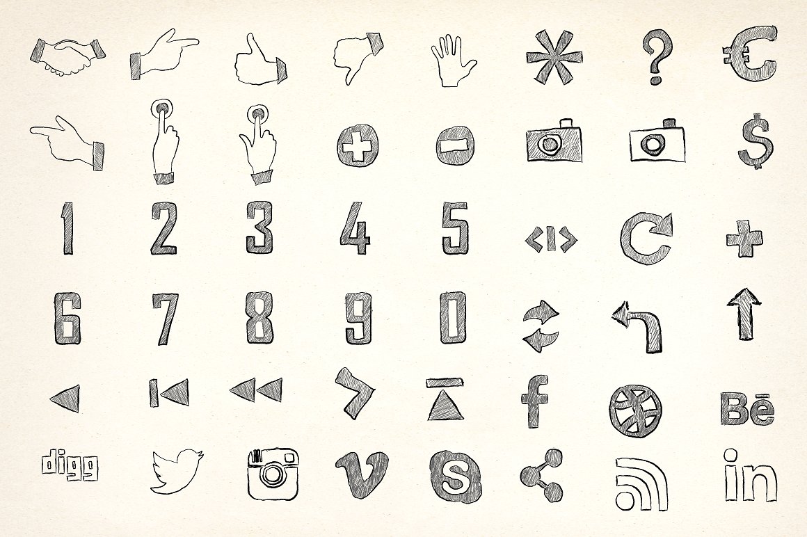 260 Hand Drawn Icons