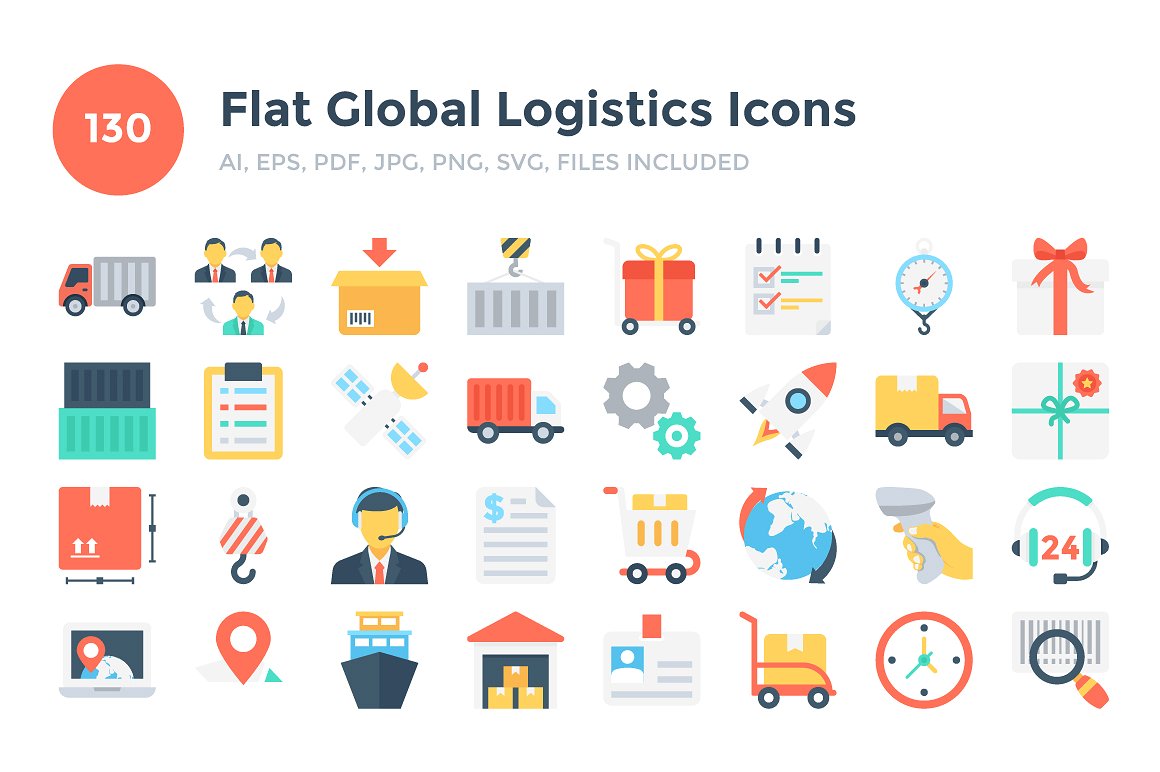 130 Flat Global Logistics Icon