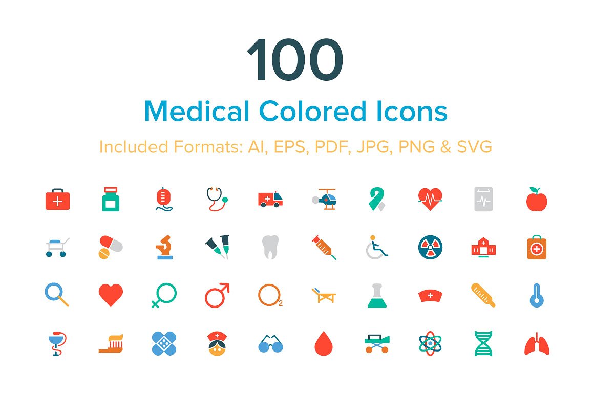 100 Medical Colored Icons