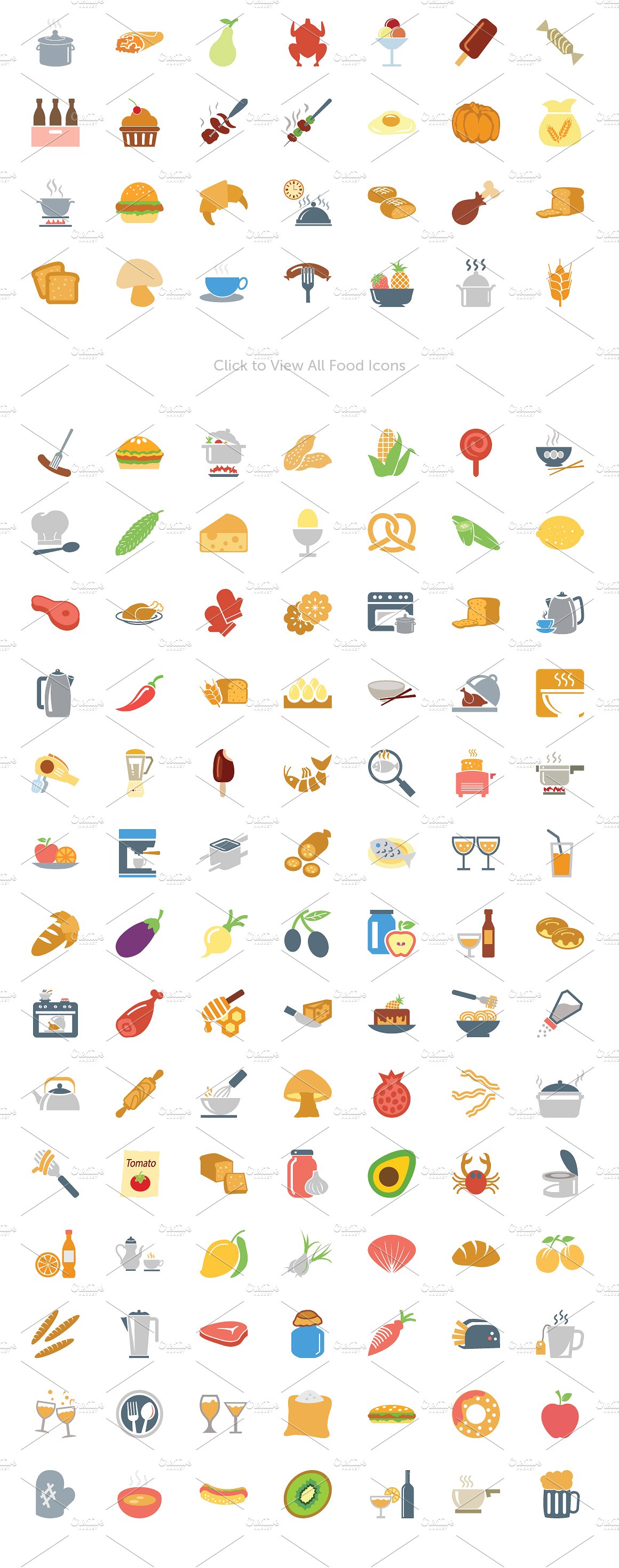 250 Colored Food Vector Icons