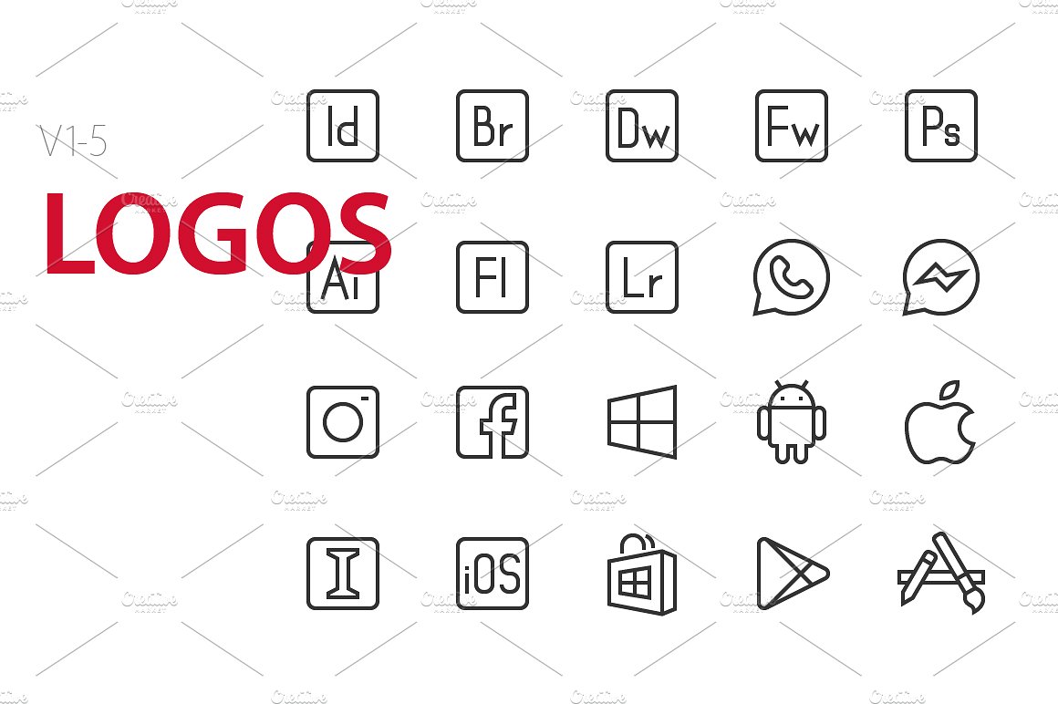 100 Logos UI icons