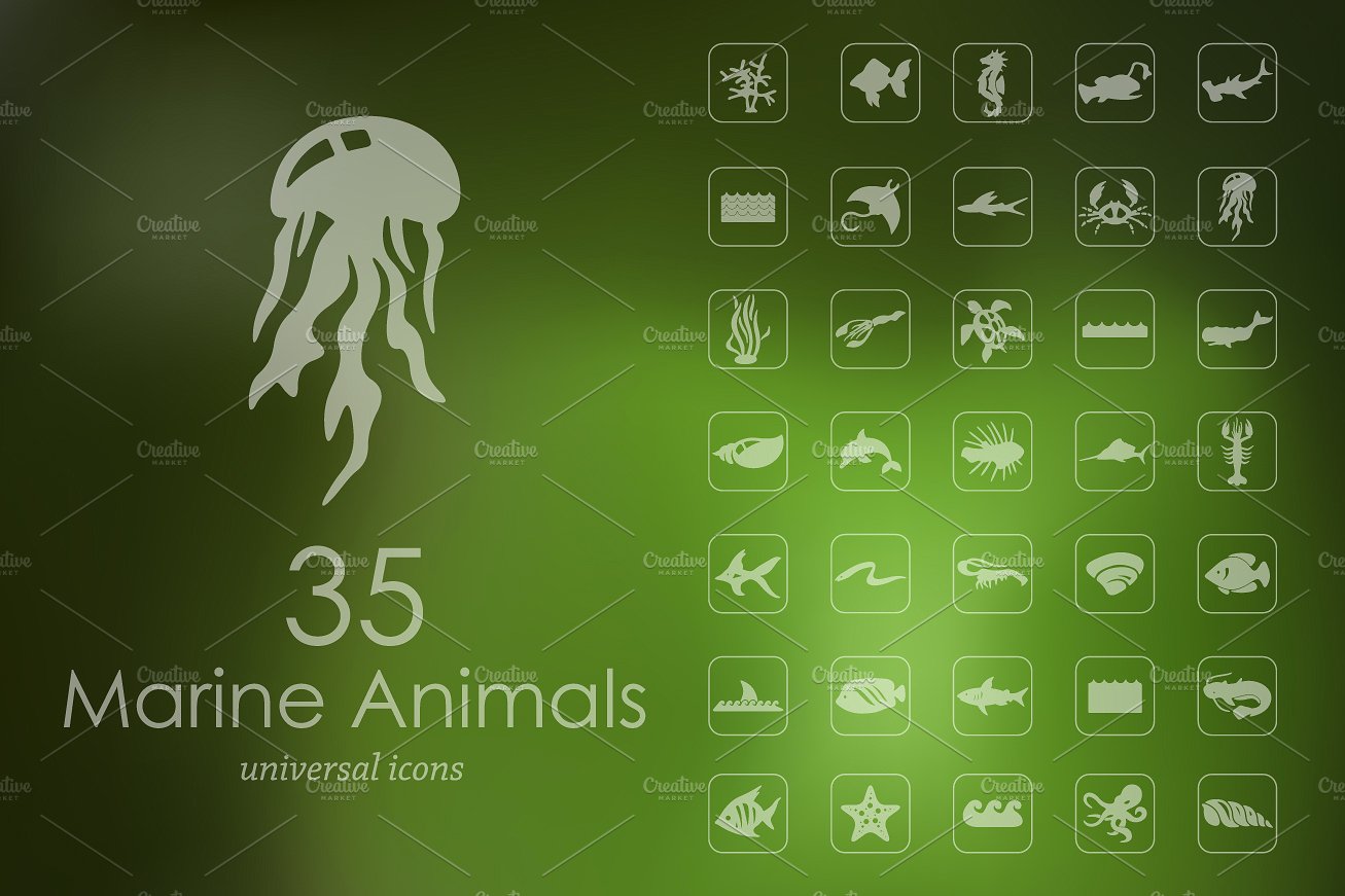 35 MARINE ANIMALS icons