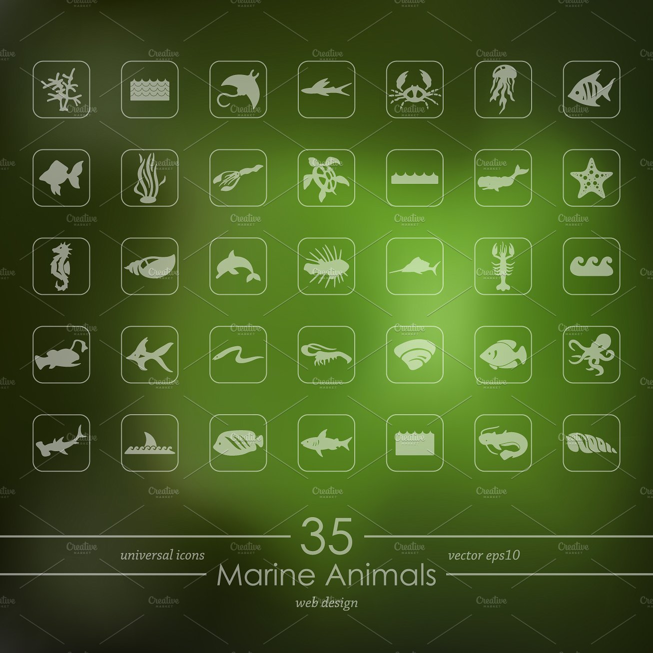 35 MARINE ANIMALS icons