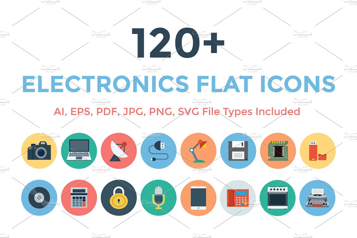 120 Electronics Flat Icons