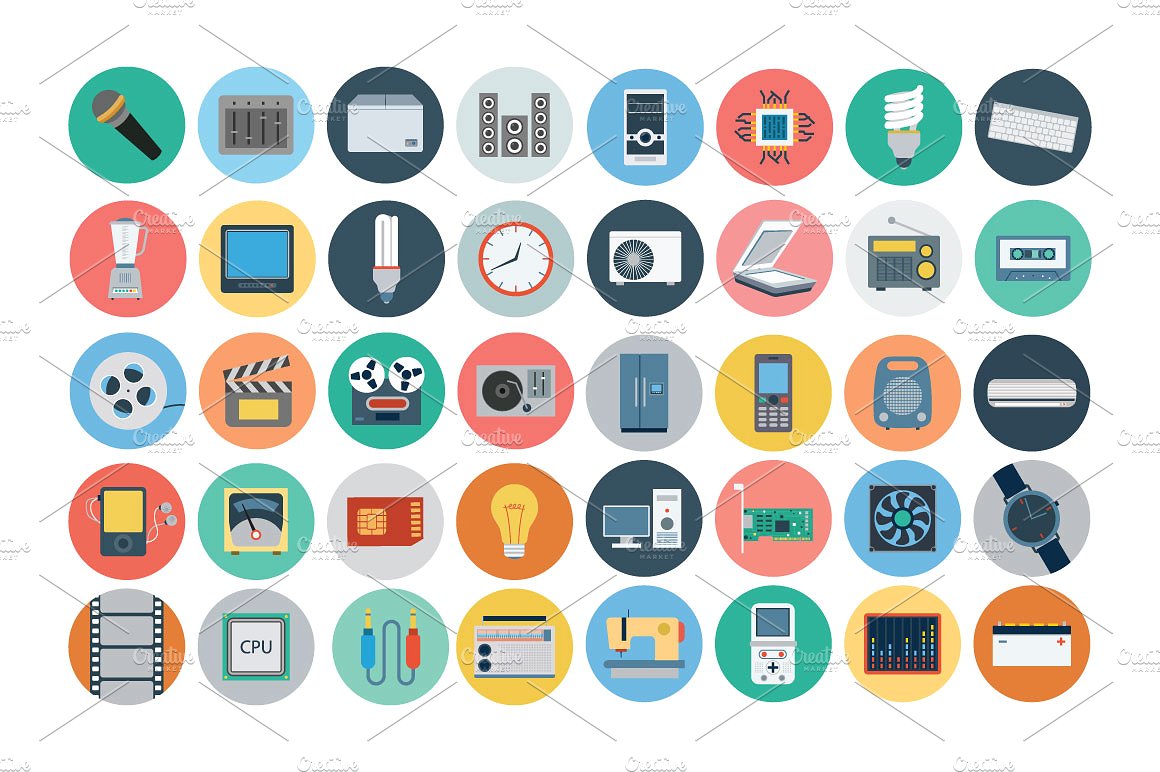 120 Electronics Flat Icons