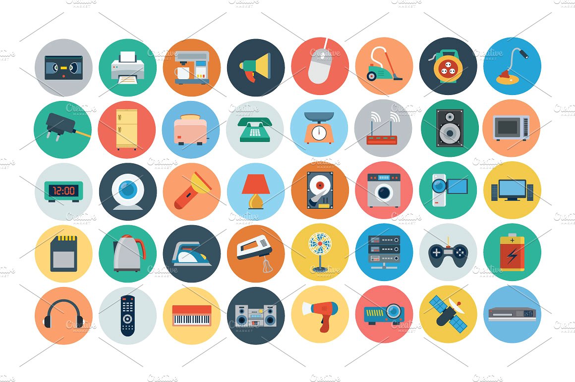 120 Electronics Flat Icons