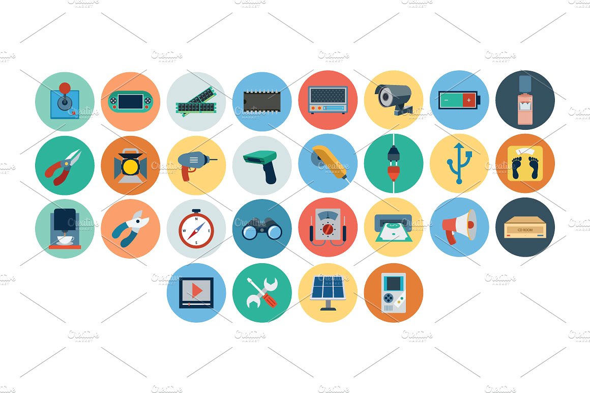 120 Electronics Flat Icons