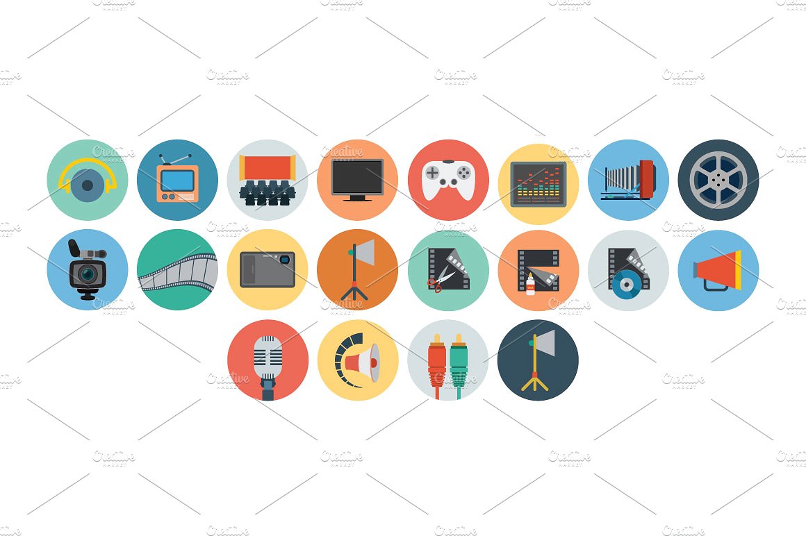 150 Multimedia Flat Icons