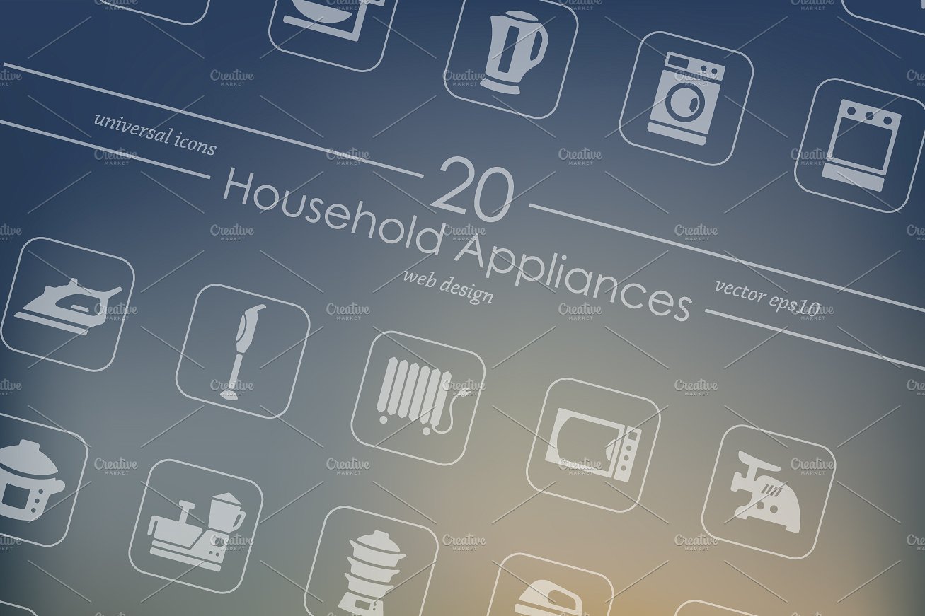 20 household appliances icons