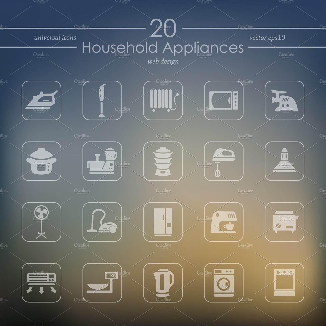 20 household appliances icons