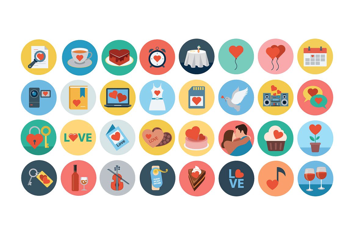 75 Flat Love and Romance Icon