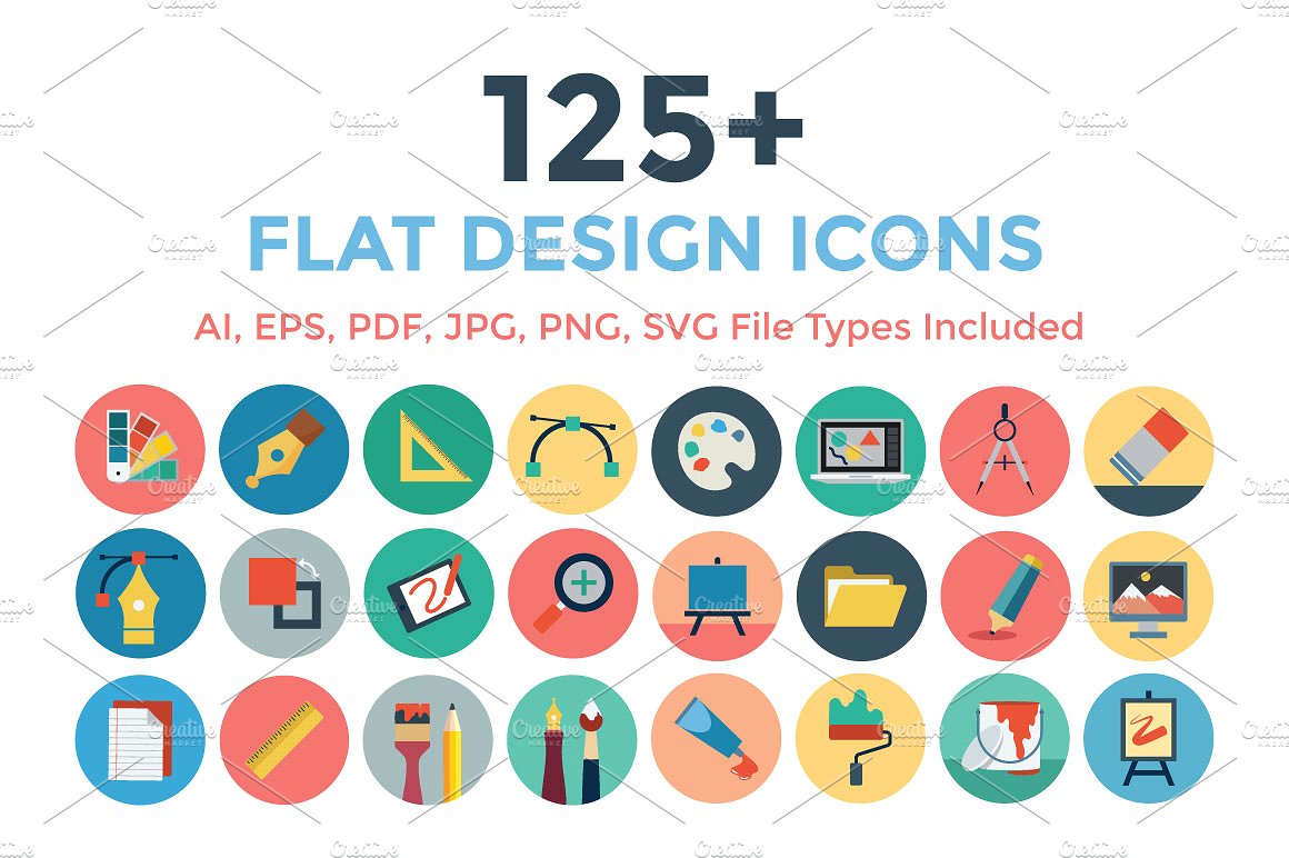 125 Flat Design Icons