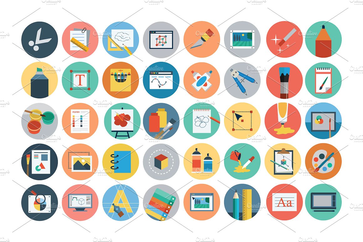 125 Flat Design Icons