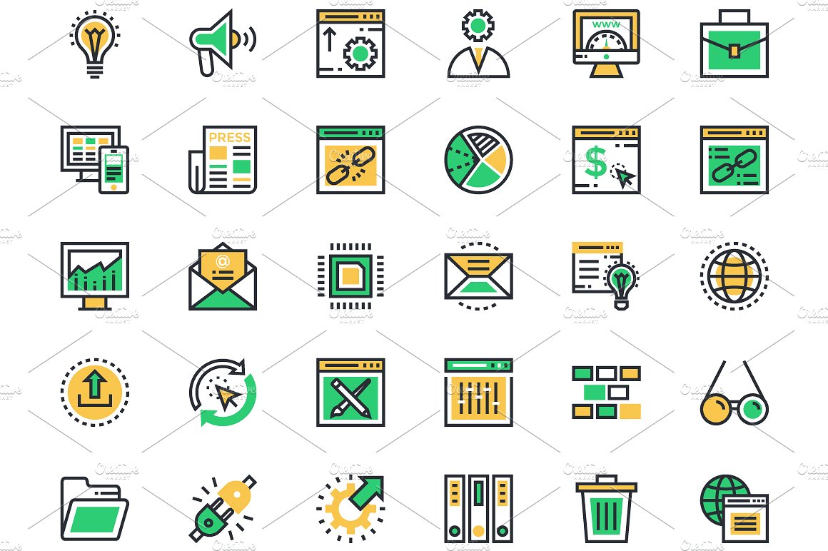 150 SEO and Marketing Icons