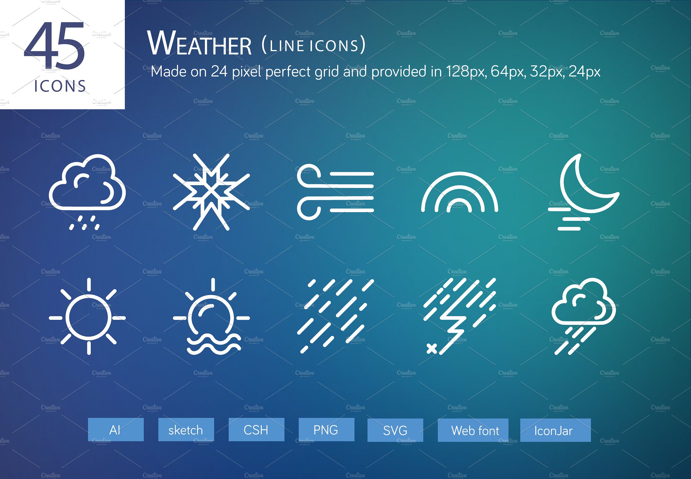 45 Weather Line Icons