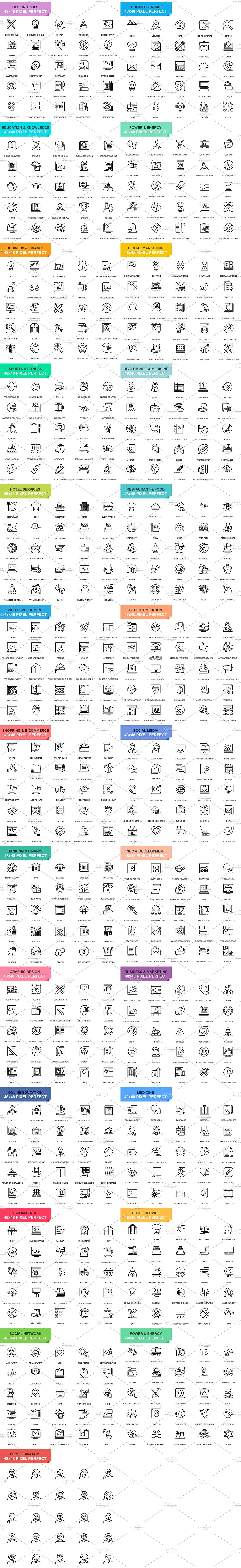 Thin Line Business Web Icons