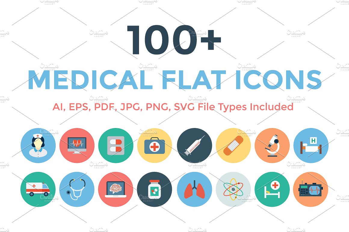 100 Medical Flat Icons